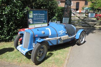 classic blue car at mill green